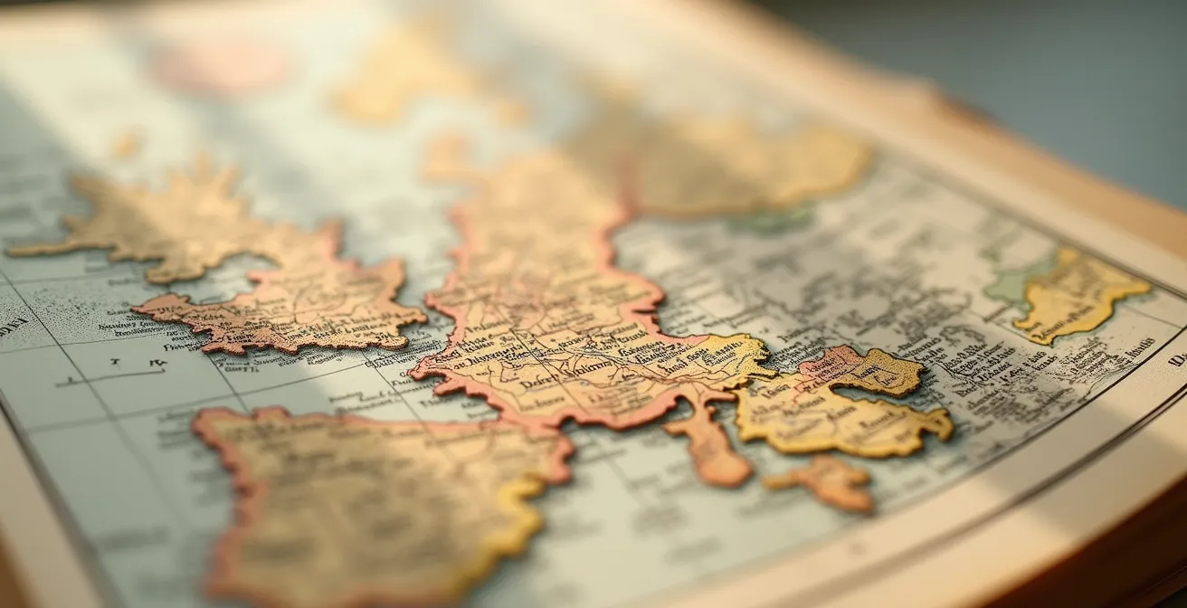 Historische Atlas der Buurtwegen kaart uit 1850 op tafel in Belgisch gemeentehuis