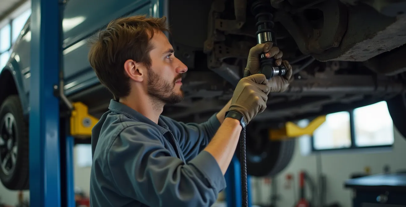 Professionele montage van verhoogde veren in erkende Belgische garage
