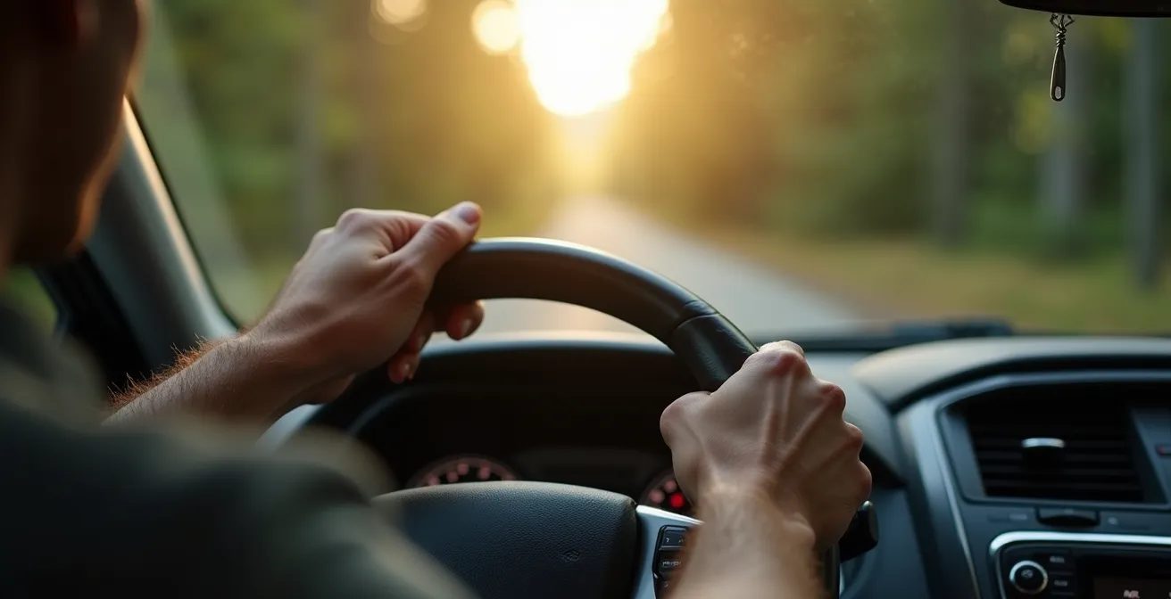 Auto dashboard met GPS toestel dat foutieve route toont naar privéweg in bos