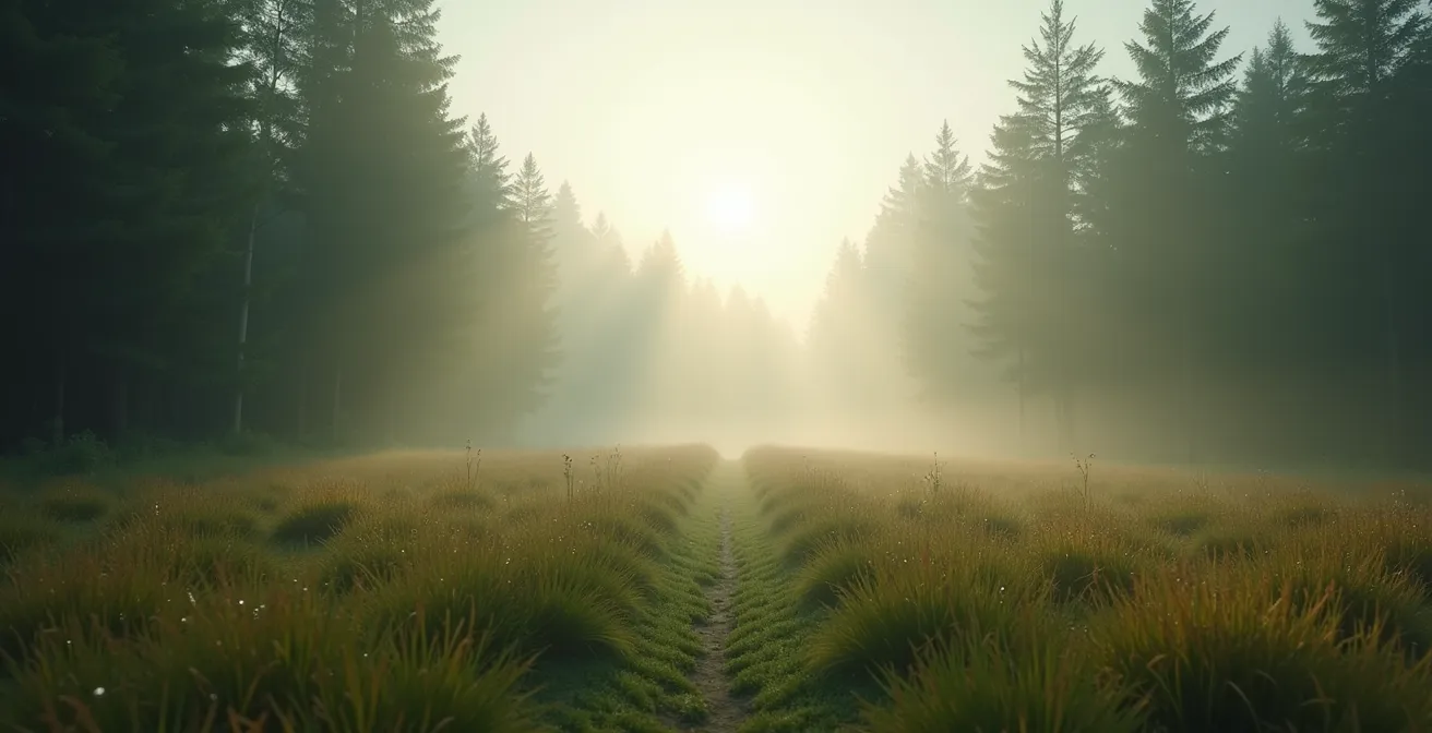 Ongerepte natuurlijke rustplaats in het bos zonder sporen van menselijke aanwezigheid