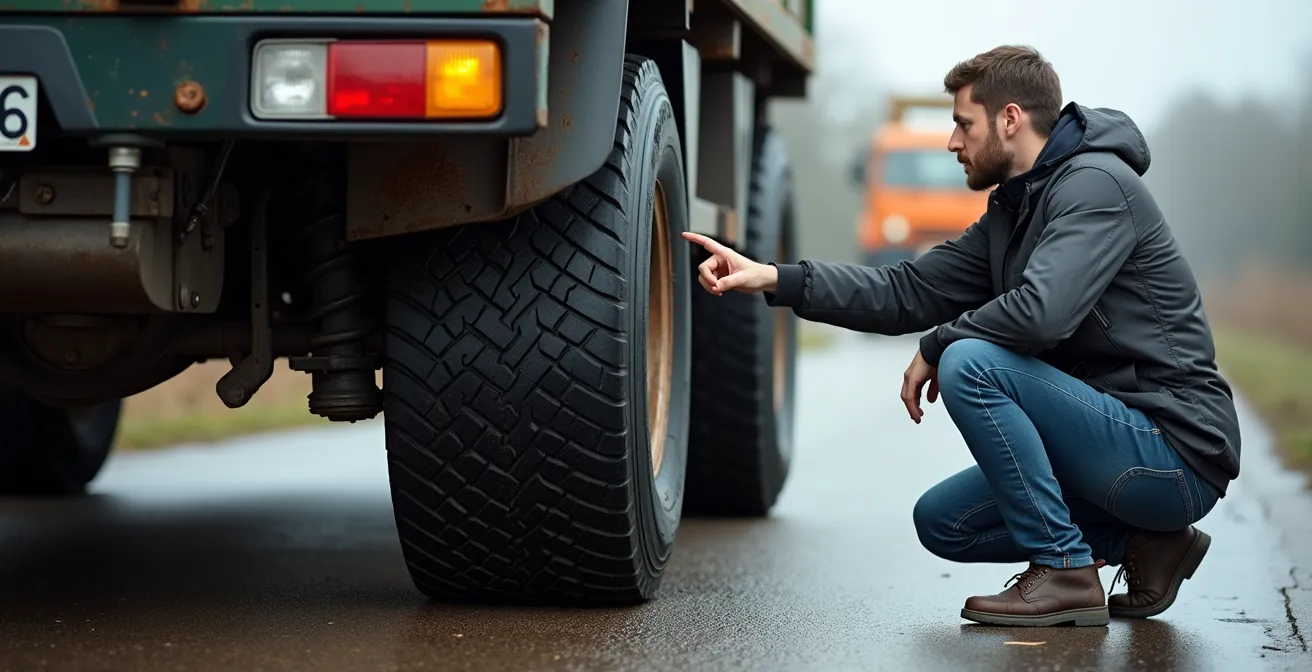 Zij-aanzicht van een zwaar overladen 4x4 met een duidelijk doorgezakte achtervering, wat wijst op de stress op de ophanging.