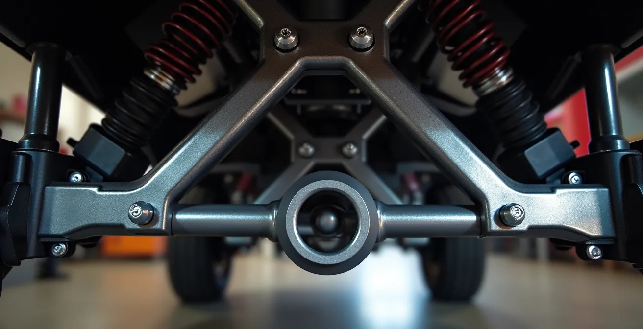 Technische weergave van panhardstang verschuiving bij verhoogde ophanging