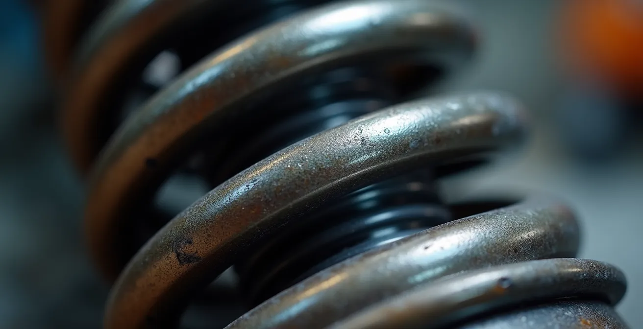 Close-up van progressieve veer met variabele winding onder verschillende belastingsniveaus