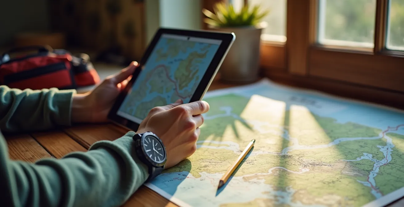 Vergelijking van zomer- en winterbeelden voor padidentificatie op een tablet