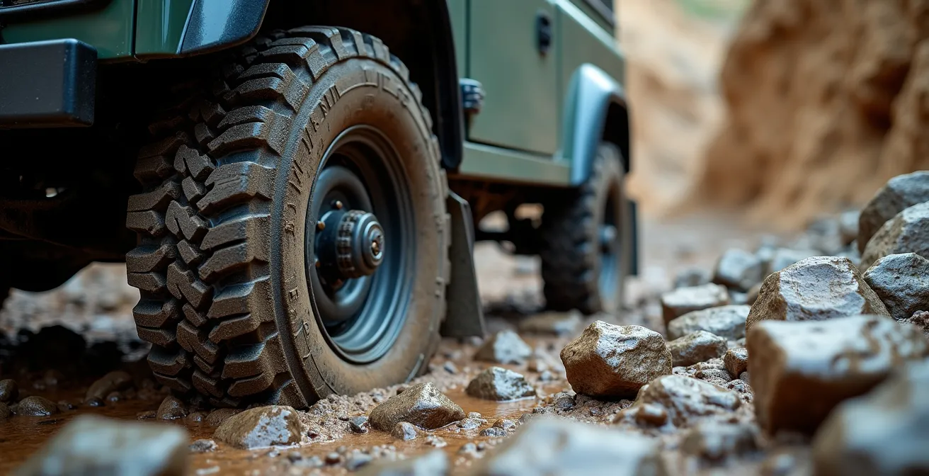 4x4 voertuig navigeert door exclusieve steengroeve tijdens clubevenement